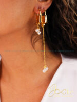 گوشواره طرح قفل و مروارید کد E1120 - Image 3