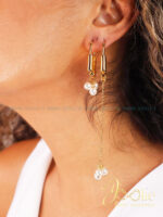 گوشواره طرح قفل و مروارید کد E1120 - Image 4