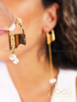 گوشواره طرح قفل و مروارید کد E1120 - Image 5