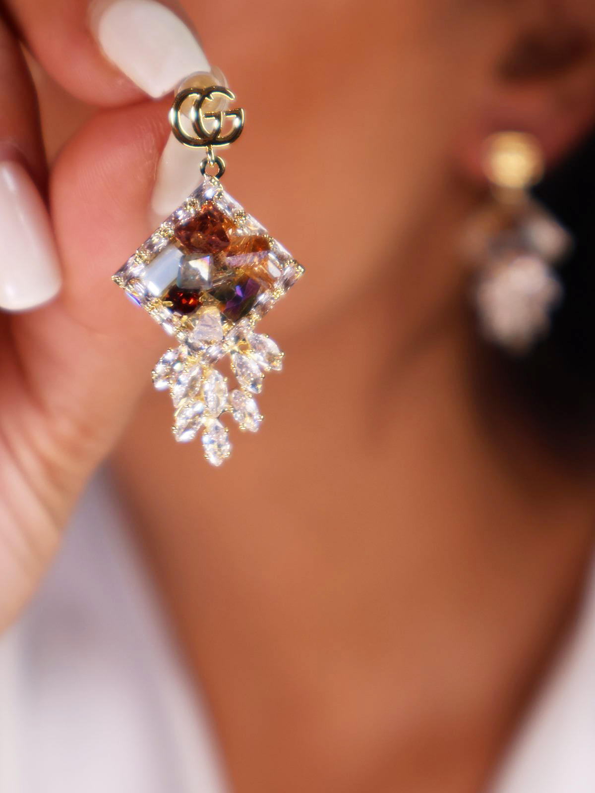 IMG_0610 گوشواره زنانه جواهری کد E1113 - Image 1