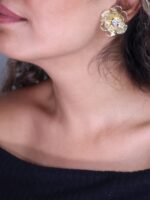 گوشواره زنانه گل و نگین کد E1102 - Image 2