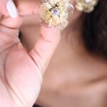 گوشواره زنانه گل و نگین کد E1102