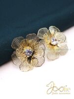 گوشواره زنانه گل و نگین کد E1102