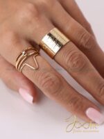 انگشتر زنانه سه عددی طرح طلا کد R4125 - Image 2