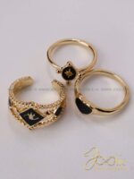 انگشتر زنانه سه عددی طرح طلا کد R4125 - Image 5