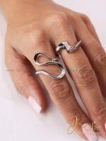 مجموعه انگشتر زنانه طرح طلا دوعددی کد R4121 - Image 2