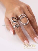 انگشتر زنانه سه عددی طرح طلا کد R4125 - Image 14