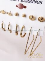 گوشواره زنانه گلد پک هشت عددی کد E1179/82 - Image 3