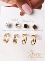 گوشواره زنانه گلد پک هشت عددی کد E1179/82 - Image 4