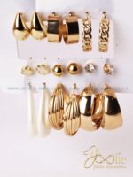گوشواره زنانه گلد پک هشت عددی کد E1179/82