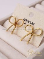 گوشواره زنانه طرح طلا مدل پاپیون کدE1155 - Image 2