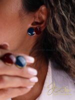 گوشواره زنانه میناکاری مدل دکمه کد E1156 - Image 3