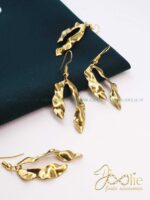 گوشواره زنانه طرح طلا مدل برگ کد E1193 - Image 3