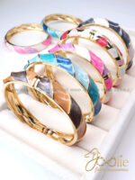 دستبند- بنگل زنانه میناکاری گلد کد B2186